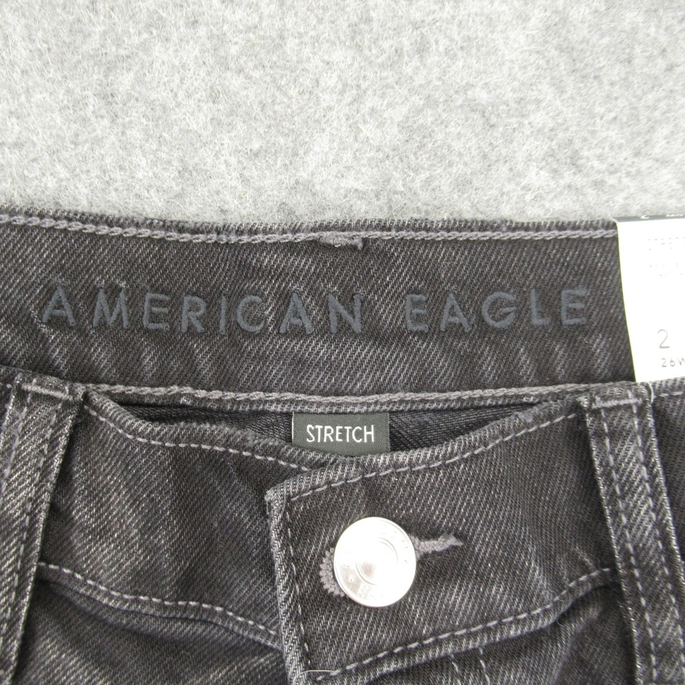 American Eagle Outfitters Womens Black Ex‎ Boyfriend Stretch Denim Shorts Size 2 - Picture 2 of 14